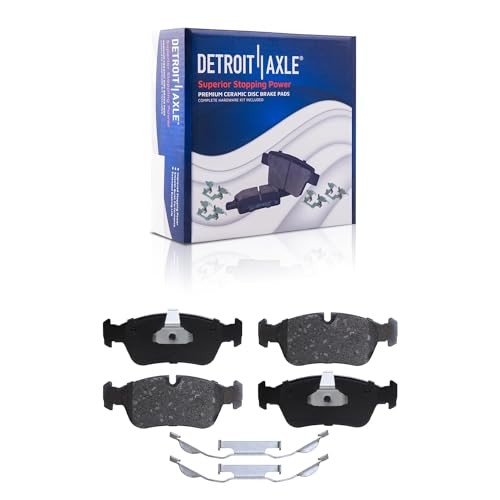 Image of Detroit Axle - Brake Kit for 2001-2005 BMW 320i 1999-2000 323i Drilled & Slotted Brake Rotors and Ceramic Brakes Pads w /Hardware Front and Rear Replacement: 11.26 inch Front and 10.87 inch Rear