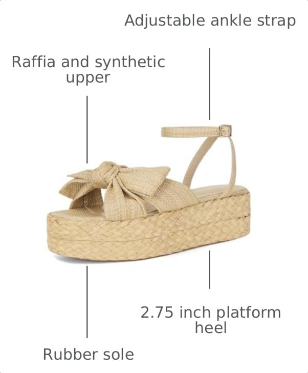 Image of DOEYG Raffia Platform Sandals for Women Comfortable Casual Adjustable Buckle Strap Summer Open Toe Woven Slingback Beach Sandals