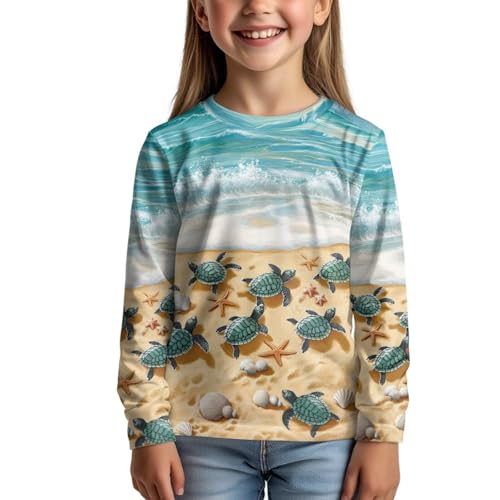 Xpyiqun T Shirts for Girls Long Sleeve Shirt Size 3-16 Kids T-Shirts Pullover Tee Athletic Crewneck Top