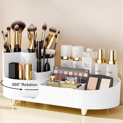 Oslen 360° Rotating Makeup Brush Holder Organizer with Drawers | Premium Large M...