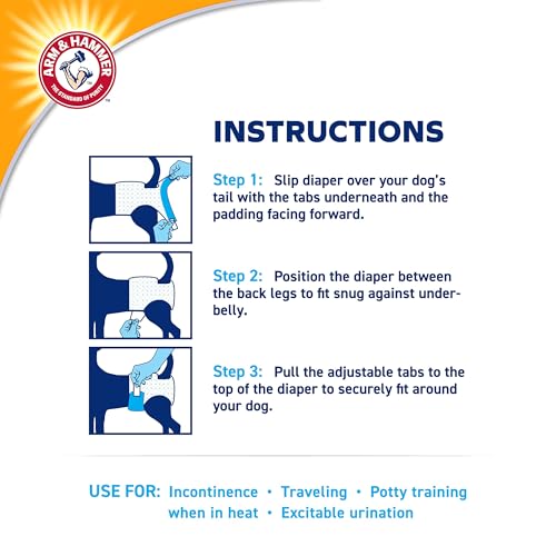 Image of Arm & Hammer for Pets Disposable Female Dog Diapers with Odor Control and Wetness Indicator, Leak Resistant Dog Diapers for Incontinence and Heat Cycles, Size Large 18-23 in Waist, 12 Count