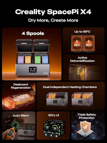 Image of 3IDEA CR Space Pi X4 Filament Dryer Box, 4-Spools 3D Printer Storage Box, Dual Heating Chambers, 200W PTC Heats Up to 85C, Fast Drying & Moisture-Free Storage, for PLA, PETG, TPU, ABS