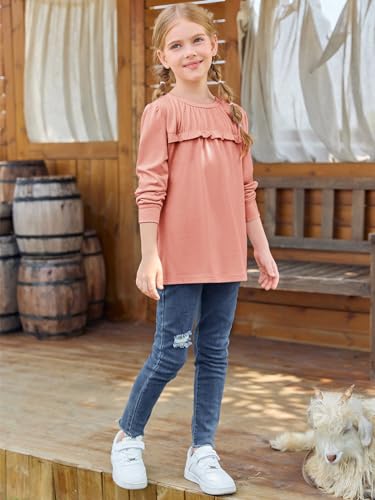 Image of Haloumoning Girls Crew Neck T Shirts Peplum Babydoll Tops Tees 4-15 Years | Girls T-Shirts, Casual Loose Tunic Tops, Cute Ruffle T Shirts, Short Sleeve Shirts, Long Sleeve Blouse
