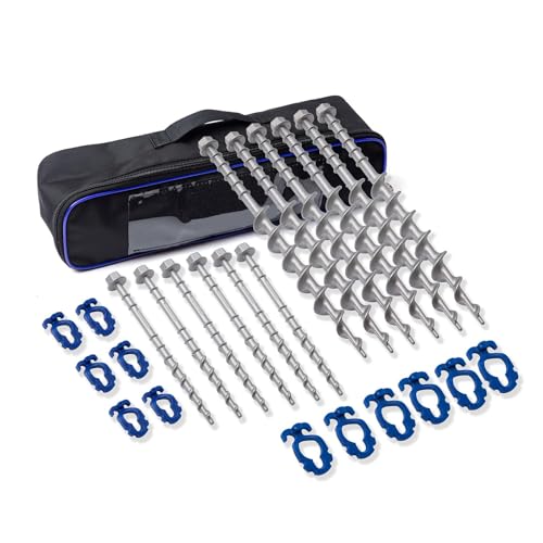 â€ŽHomeon Wheels Camping Ground Anchors Aluminum Screw Heavy Duty Metal Non-Rust Cast Tent Anchors in Kit for Securing Animals,Tents, Canopies, Sheds, Car Ports, Swing Sets Outdoors Beachï¼ˆBlueï¼‰