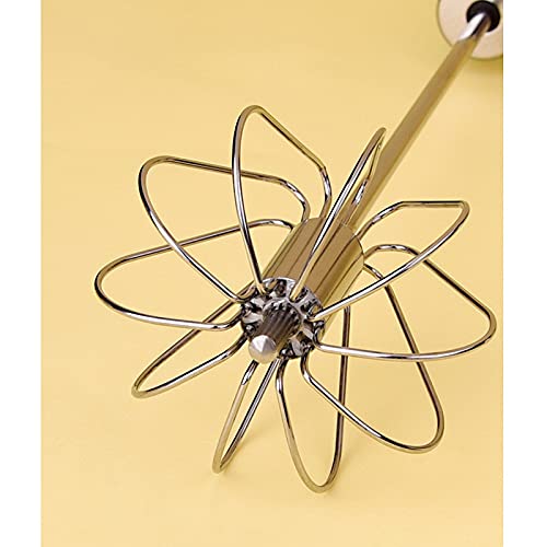 Batidor de huevos semiautomático de acero inoxidable con empuje manual giratorio, alambre de acero cifrado mejorado