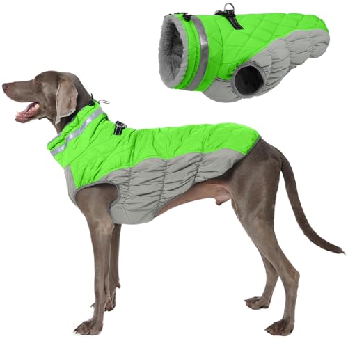 Image of Waterproof Large Dog Coat, Warm Dog Jacket with Harness Built in, XL