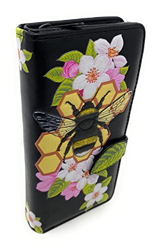 Shag Wear Bumblebee Tattoo Large Insect Wallet for Women and Teen Girls Faux Vegan Leather 7