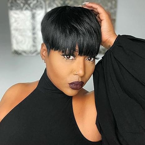 WOCWIG Synthetic Black Pixie Cut Wig Short Hairstyles Wigs For Black...