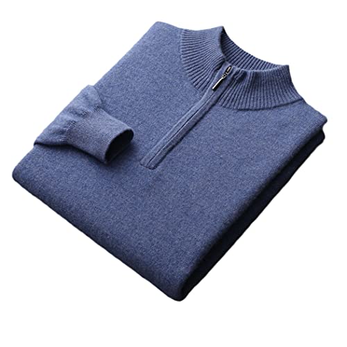 Pull 100% cachemire homme bleu à col montant : le confort chaleureux d'hiver