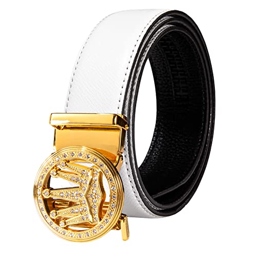 Image of Dubulle Designer Men's Belts, Ratchet Leather Sliding Buckle Dress Belt