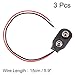 uxcell 3pcs DC 9V Battery Clip I-Type Soft Buckle Connector Lead Wire 15cm Length