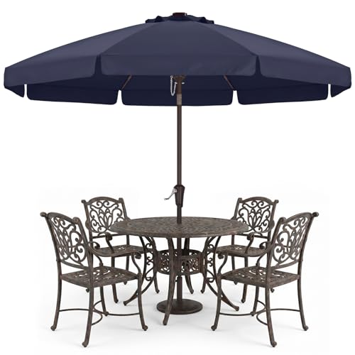 Image of ABCCANOPY 9ft Scalloped Patio Umbrella, Outdoor Table Umbrella with Tilt and Crank, Fiberglass Ribs Deck Umbrella for Patio, Pool, Garden, Picnic (Navy Blue)