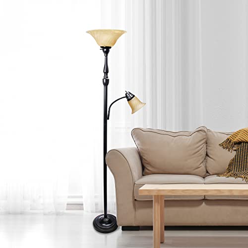 Lalia Home Bronze And Amber 2-Light Torchiere Floor Lamp #TOP3