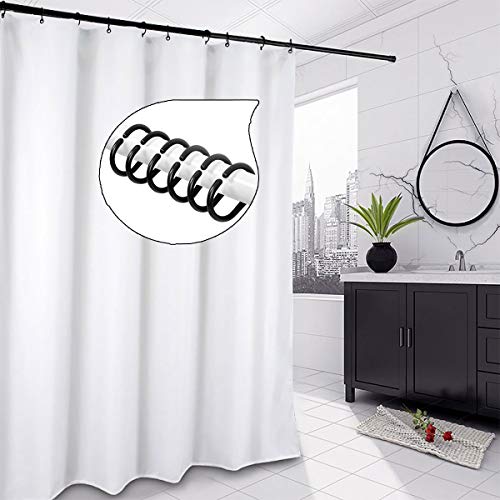 Qulable 24 pcs Shower Curtain Rings Plastic Shower Curtain Hooks C-Shaped Rings Hook Hanger Bath Drape Loop Clip Glide Bathroom Shower Window Rod (Black)