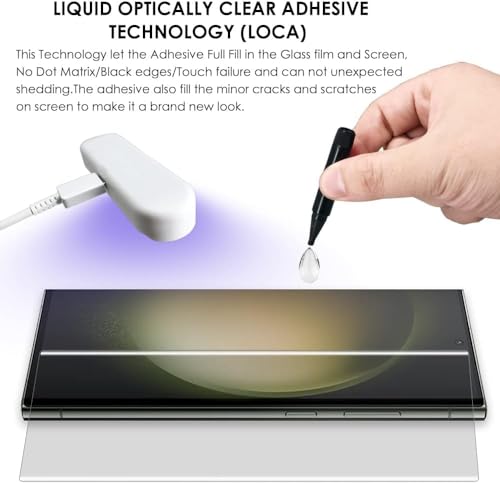 Image of SHILD Tempered Glass Screen Protector Compatible with Samsung Galaxy S23 Ultra (6.8 Inch) | Curved UV Screen Guard | 9H Hardness | HD Clear | Fingerprint Sensor Support | Full Coverage | Easy Installation | Pack of 1