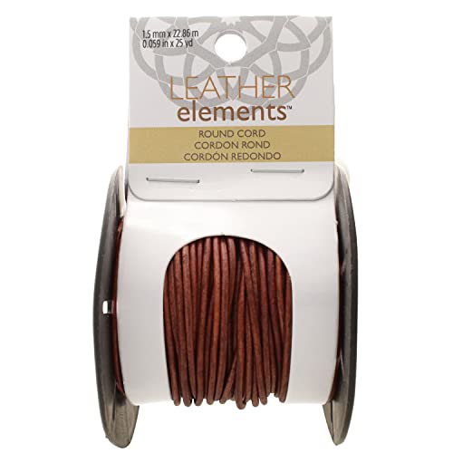 The Beadsmith Leather Cord -Dyed Antique Red Brown- 1.5mm Spool - Image 2