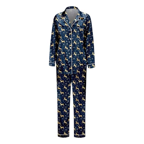 Christmas Family Pajamas Matching Sets Long Sleeve Button Down Pj Set Festival Party Sleepwear Xmas Jammies Set2