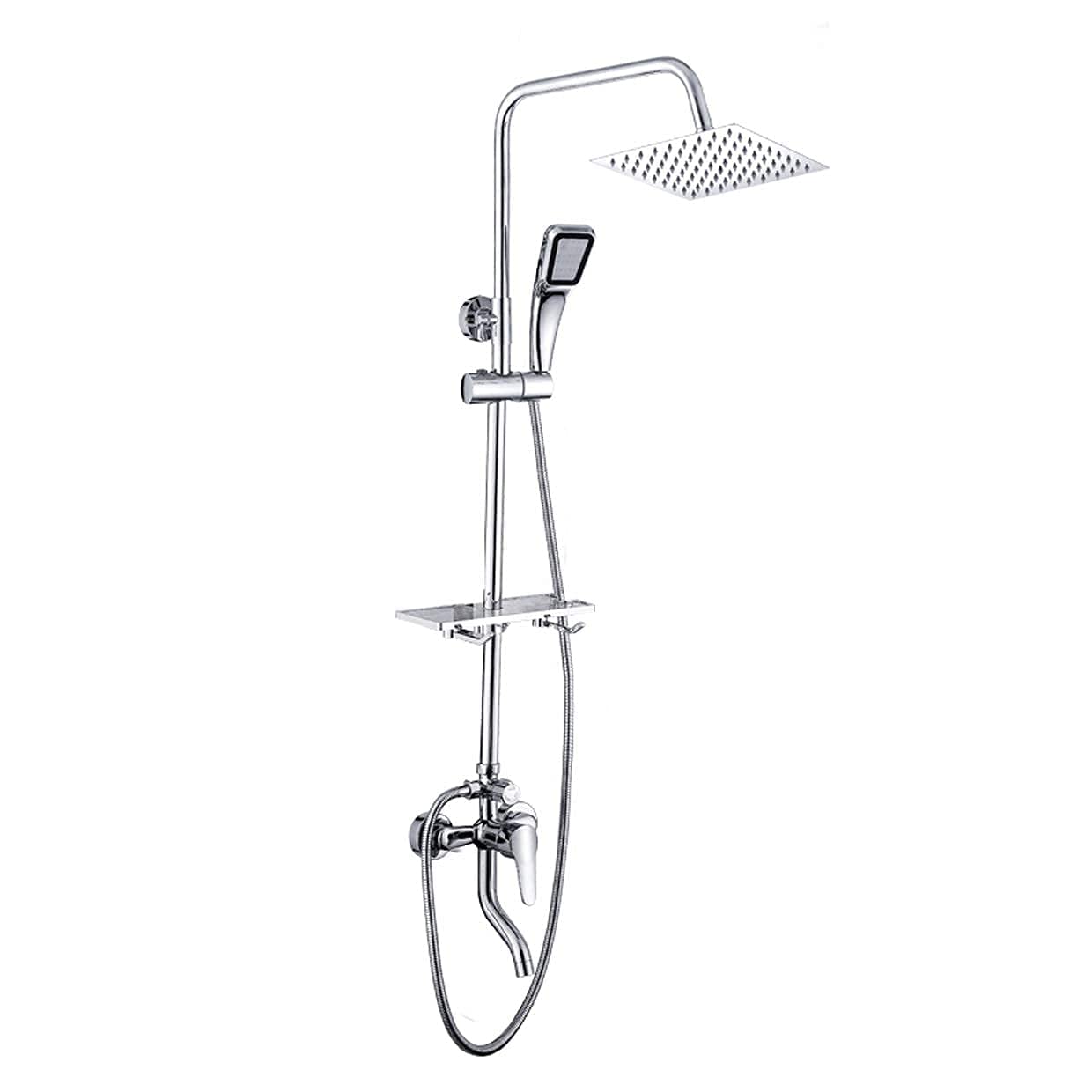 Mitigeur thermostatique carré en laiton chromé avec douche de pluie 9 pouces