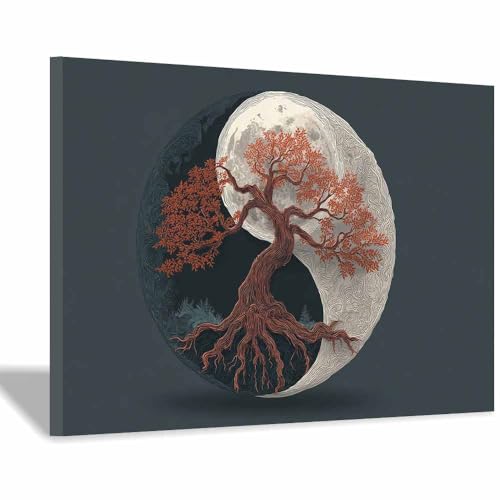 Arbre de la Vie Toile Déco pour Salle de Bain Peinture Murale Marron 20x30