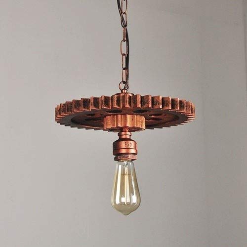 Lustre industriel vintage en bois noble avec hauteur réglable E27 - 7