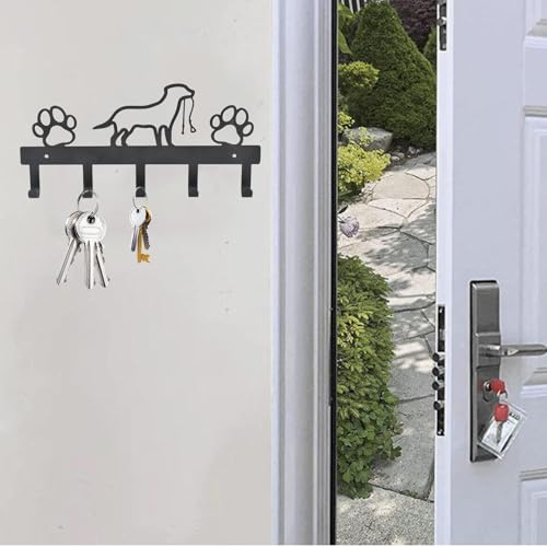 Wisebom Hundezubehör, Hunde Garderobe Schlüsselhalter aus Metall Hundegarderobe Hundegarderobe mit 5 Haken für Hundebesitzer Wanddeko