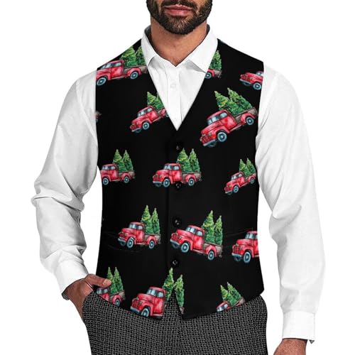 Merry Christmas Novelty Men's Suit Vest Funny Formal Dress Vests Business Waistcoat