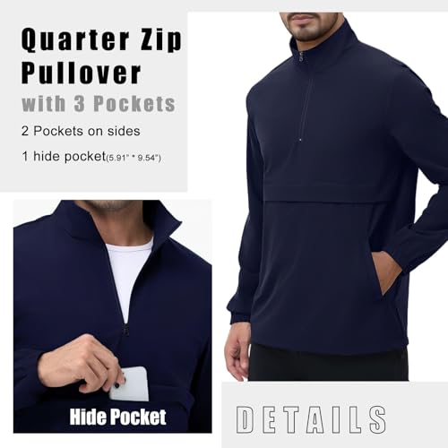 Image of EDITCOZY Men's Lightweight Quarter Zip Pullover Casual Windbreaker for Running Golf Jackets with 3 Pockets