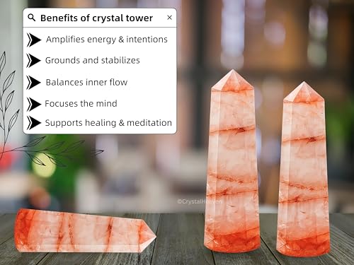 Image of Crystal Heaven Certified Red Hematoid Quartz Tower Obelisk Point For Chakra, Healing And Balancing - Aaa Grade Original Certified Gemstone Agate For Reiki Meditation Yoga Spiritual (2-3 Inches)