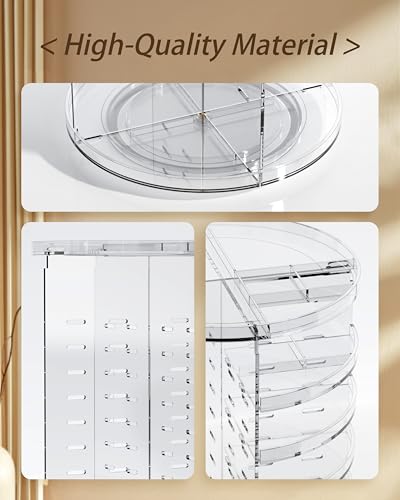 HOOMOOZ 360 Rotating Makeup Organiser, 7 Adjusatble Layers Cosmetic Organiser, Large Capacity Skincare Spinning Holder - Image 3