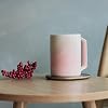 مجموعة أكواب التسخين الذاتي من مجموعة OHOM Ui Artist Collection Blush Cloud | 12 أونصة / 355 مل كوب قهوة وشاي سيراميك مصنوع يدويًا مع وسادة تسخين