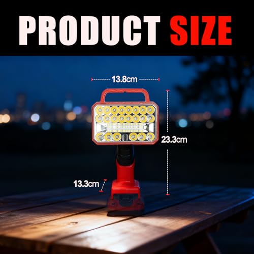 Image of Cordless LED Work Light for Craftsman 20V Battery, 2000LM Portable Handheld Flashlights Tool with USB Port and 3 Brightness Modes for Camping, Fishing, Job Site, Indoor & Outdoor Use