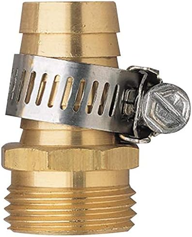 2 Pack 5/8 Inch Brass Male Thread Hose Repair Mender Hose Connectors with Stainless Clamp