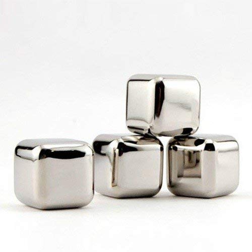 Image of Anything & Everything Stainless Steel Ice Cubes (Pack of 4),Whiskey Stones, Reusable Chilling Stones with Tongs for Whiskey Wine, Vodka, Liqueurs, White Wine, Beer, Stainless Steel ice Cubes