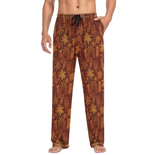 Aflyko Men's Pajama Pants Tiki Palm Tree Pjs Sleepwear Bottoms
