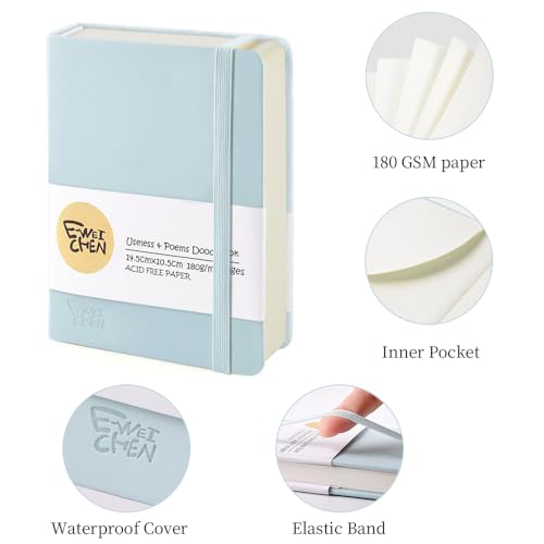 Image of 5.7x4.1in Hardcover Blank Sketchbook for Drawing 180gsm 96Pages,Light Blue