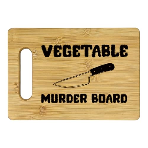 Qeheb Funny Cutting Boards for Kitchen, Vegetable Murder Bamboo Cutting Board, Fun Humorous Decorative Cutting Boards for Kitchen, House Warming Gifts