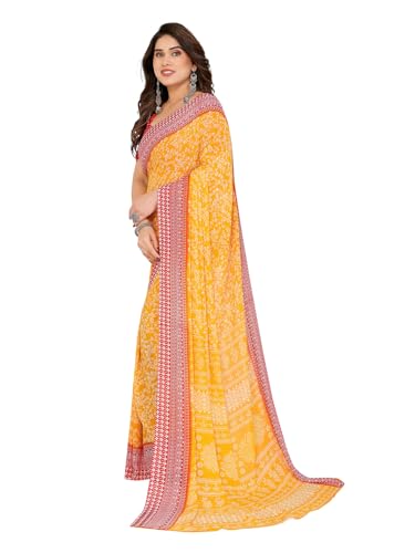 Image of KASHVI SAREES Women's Printed Georgette Saree With Unstitched Blouse Piece (Pack Of 2) -P2 1829 2 1750 3