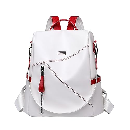 Dressnu Mochila feminina de couro macio para viagens ao ar livre com ombro de uso duplo, Branco 2, 33*31*14cm