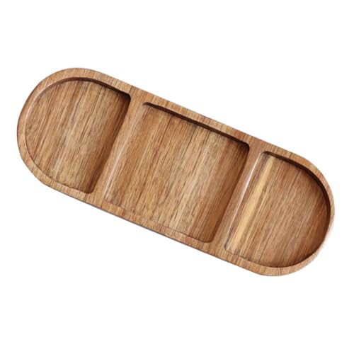 Plato vintage de madera con 3 compartimientos NUOBESTY miniatura 1