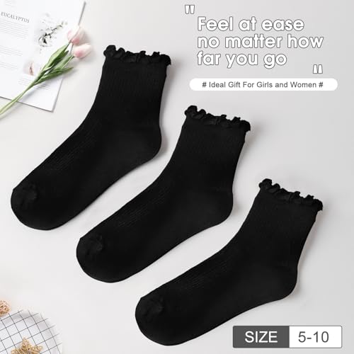 Womens Ruffle Ankle Socks Cute Lettuce Edge Crew Socks for Women 5