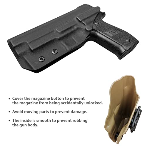 Sig P226 Holster IWB / OWB Kydex Holster Custom Fit: Sig Sauer P226 Full Size 4.4'' Barrel - Inside Waistband Concealed Carry / Outside Waistband Carry 1.5-2 Inch Belt Clip - Adj. Cant Retention - Cover Mag-Button - Widened Entrance - No Wear, No Jitter