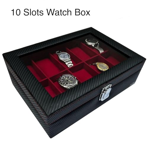 Image of Luxury Watch Box in Leatherette and Suede (Wine pearl)
