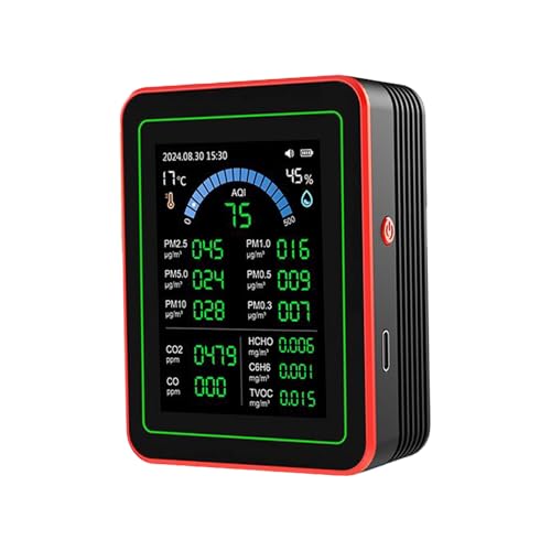 18 in 1 Air Quality Monitor Weytoll Smart Air Quality Tester Temperature and Humidity Meter with Color Screen for Home Office, Detect Indoor PM0.3 PM0.5 PM1.0 PM5.0 PM10 CO2 C6H6 TVOC