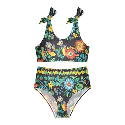 KLL Vector Illustration Ukrainian Folk Pattern Girls' 2 Piece Bikini Sets Scoop Neck Bathing Suit Swimming Suits Adjustable3