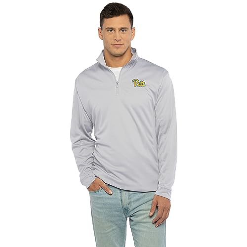 Vantage Apparel Men's Collegiate Micro Mesh Performance Gray 1/4 Zip Pullover, Pittsburgh Panthers, Gray, XX-Large
