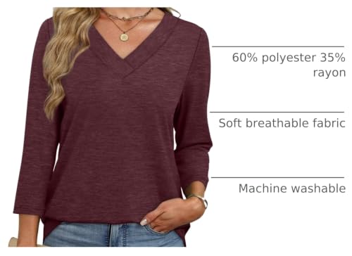 Image of XIEERDUO 3 /4 Length Sleeve Womens Tops V Neck T Shirts Summer Clothes Basic Blouses Dressy Casual 2026 Spring Outfits