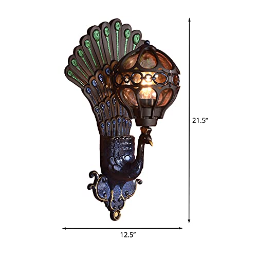 Craftthink Led Wall Sconce, Metallic Wall Mounted Lamp Art Deco Sphere Sconce Lighting 1-Light Wall Light Fixture With Peacock Backplate For Bathroom Dining Room Bedside Lamp Living Room #TOP1