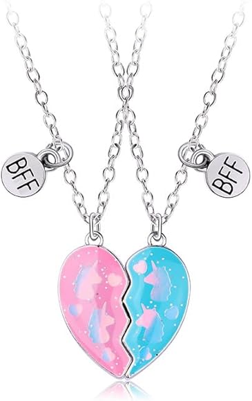 BFF bijpassende hart ketting set voor 2, verjaardag lange afstand vriendschap sieraden geschenken voor beste vrienden vrouwen tiener meisjes, Medium