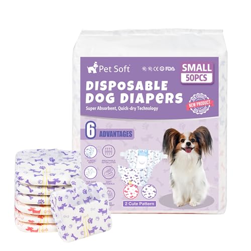 Pet Soft Dog Nappies Female, 50 Count Disposable Dog Period Season Pants