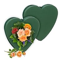 Relaxdays Steckschaum für Frischblumen, 2er Set, Herz, HBT: 26,5x26,5x4 cm, Blumengesteck zum Basteln, Schaumstoff, grün